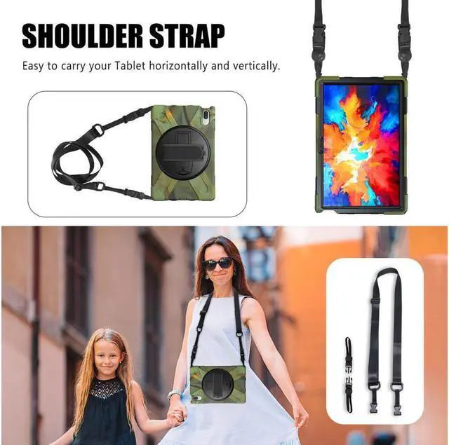 Alt view image 2 of 6 - BONAEVER Case for Lenovo Tab P11 Pro 11.5 inch 2020 Model TB-J706F TB-J706L Protective Cover with 360 Swivel Stand and le H & Shoulder Strap