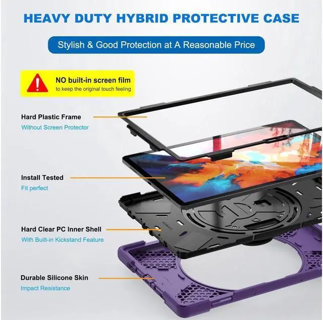 Alt view image 3 of 7 - BONAEVER Case for Lenovo Tab P11 Pro 11.5 inch 2020 Model TB-J706F TB-J706L Protective Cover with 360 Swivel Stand and le H & Shoulder Strap