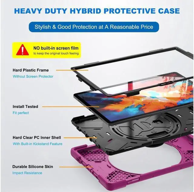 Alt view image 3 of 5 - BONAEVER Case for Lenovo Tab P11 Pro 11.5 inch 2020 Model TB-J706F TB-J706L Protective Cover with 360 Swivel Stand and le H & Shoulder Strap