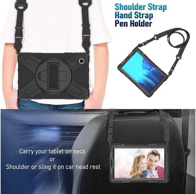 Alt view image 4 of 6 - BONAEVER For Galaxy Tab A7 Lite 8.7 inch Case Model SM-T220 T225 T227 Shockproof Cover with Adjustable Hand Strap Carrying Shoulder Strap Stand and