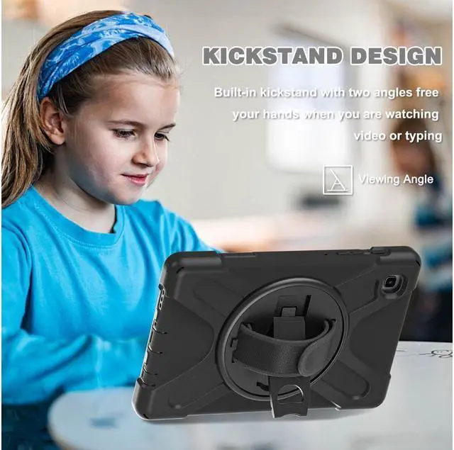 Alt view image 5 of 6 - BONAEVER For Galaxy Tab A7 Lite 8.7 inch Case Model SM-T220 T225 T227 Shockproof Cover with Adjustable Hand Strap Carrying Shoulder Strap Stand and