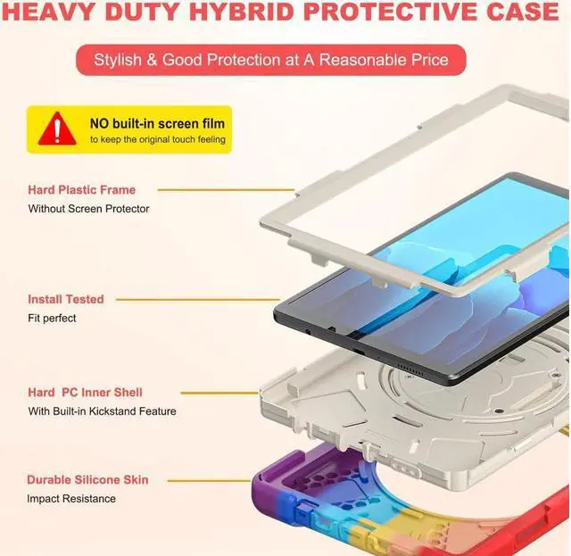 Alt view image 7 of 7 - BONAEVER For Galaxy Tab A7 Lite 8.7 inch Case Model SM-T220 T225 T227 Shockproof Cover with Adjustable Hand Strap Carrying Shoulder Strap Stand and