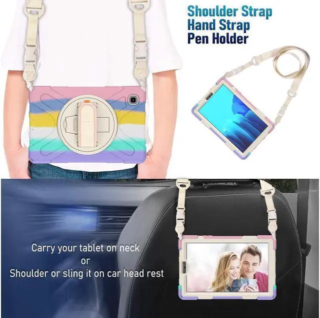 Alt view image 3 of 7 - BONAEVER For Galaxy Tab A7 Lite 8.7 inch Case Model SM-T220 T225 T227 Shockproof Cover with Adjustable Hand Strap Carrying Shoulder Strap Stand and