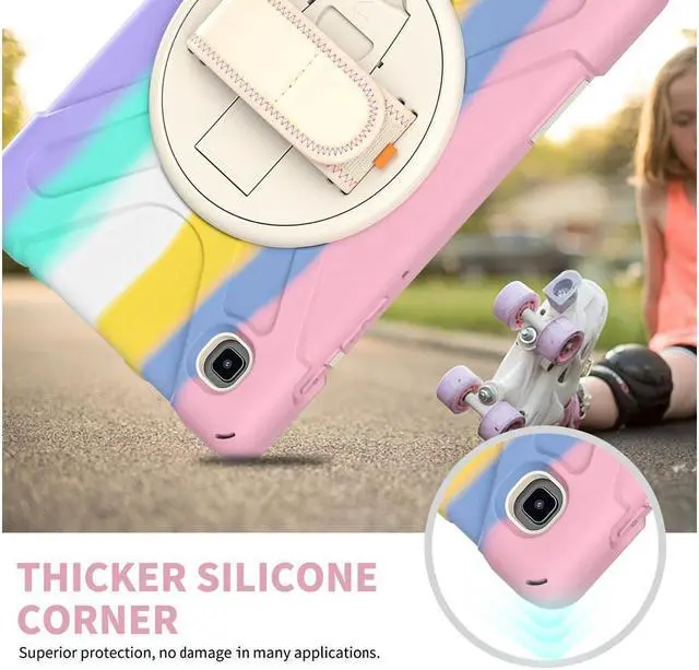Alt view image 5 of 7 - BONAEVER For Galaxy Tab A7 Lite 8.7 inch Case Model SM-T220 T225 T227 Shockproof Cover with Adjustable Hand Strap Carrying Shoulder Strap Stand and