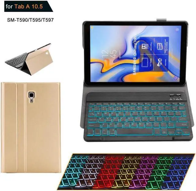 Main image of BONAEVER For Galaxy Tab A 10.5 Keyboard Case - 2018 Model SM-T590 / T595 / T597 - Slim PU Leather Cover - Removable Bluetooth Wireless Keyboard - Ultra Thin & Light - S Pen Holder
