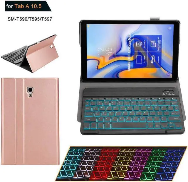 Main image of BONAEVER For Galaxy Tab A 10.5 Keyboard Case - 2018 Model SM-T590 / T595 / T597 - Slim PU Leather Cover - Removable Bluetooth Wireless Keyboard - Ultra Thin & Light - S Pen Holder