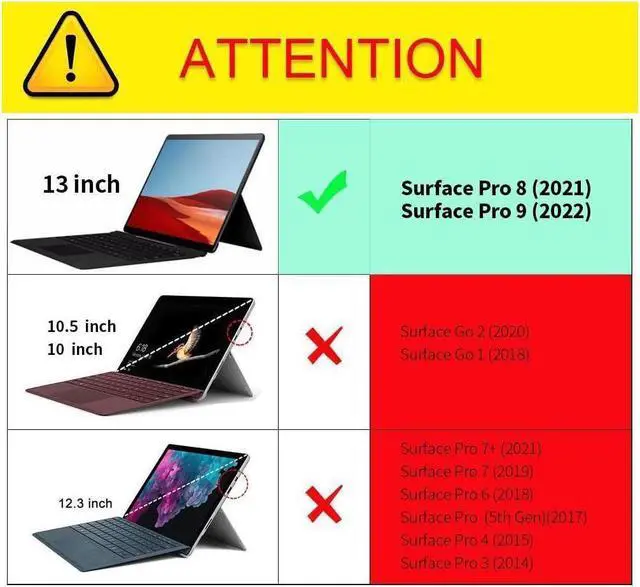 Alt view image 2 of 7 - BONAEVER Case for 13 Inch Microsoft Surface Pro 9 2022 / Surface Pro 8 2021 - Multiple Angle Viewing PU Leather Business Cover with Pencil Holder