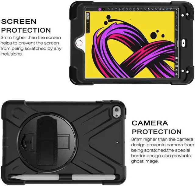 Alt view image 6 of 7 - BONAEVER Case For iPad Mini 5 2019 Mini 4 2015 with Pencil Holder Shockproof Cover with Stand and & Shoulder Standrip for iPad Mini 5th Mini 4th Gen
