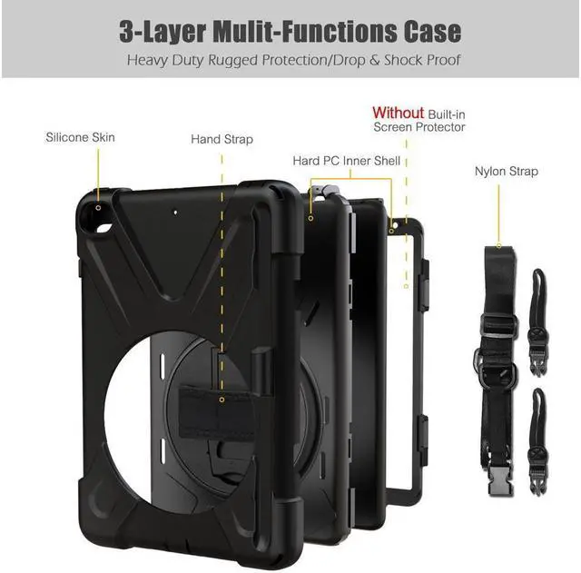 Alt view image 7 of 7 - BONAEVER Case For iPad Mini 5 2019 Mini 4 2015 with Pencil Holder Shockproof Cover with Stand and & Shoulder Standrip for iPad Mini 5th Mini 4th Gen