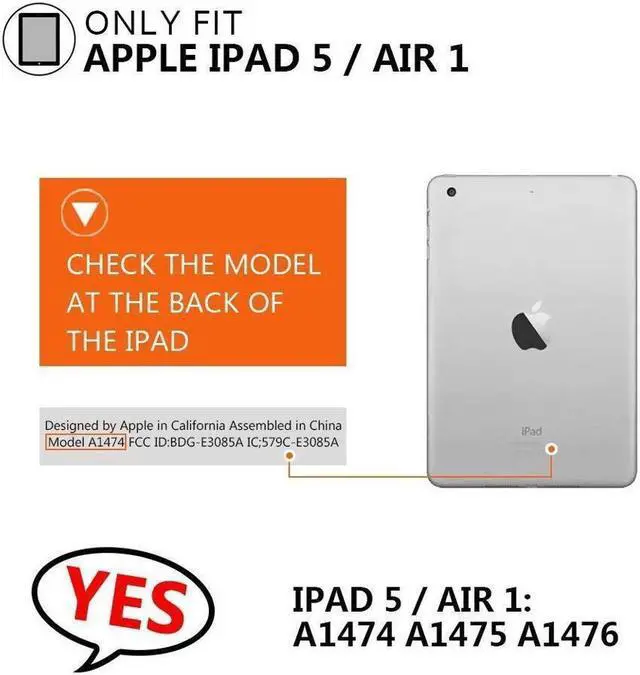 Alt view image 2 of 7 - BONAEVER For iPad Air Case Protective Cover for Apple iPad Air 1 Stand Generation Model A1474 A1475 A1476 With 360 Degree Stand and Grip Shoulder Strap