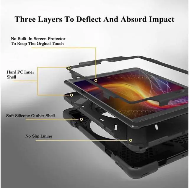 Alt view image 6 of 7 - BONAEVER For iPad Air Case Protective Cover for Apple iPad Air 1 Stand Generation Model A1474 A1475 A1476 With 360 Degree Stand and Grip Shoulder Strap