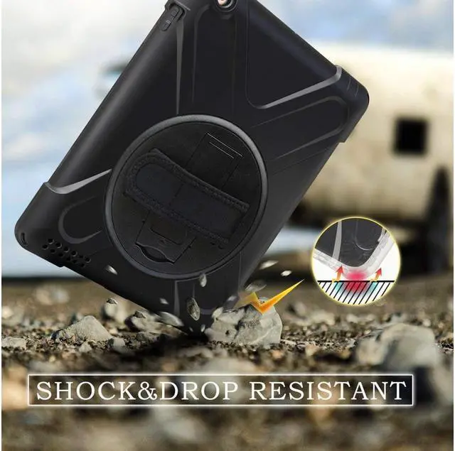 Alt view image 7 of 7 - BONAEVER For iPad Air Case Protective Cover for Apple iPad Air 1 Stand Generation Model A1474 A1475 A1476 With 360 Degree Stand and Grip Shoulder Strap