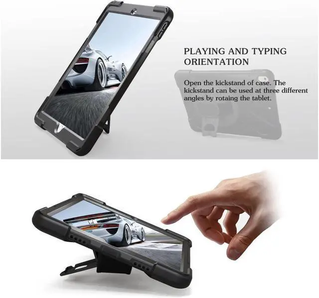 Alt view image 4 of 7 - BONAEVER For iPad Air Case Protective Cover for Apple iPad Air 1 Stand Generation Model A1474 A1475 A1476 With 360 Degree Stand and Grip Shoulder Strap