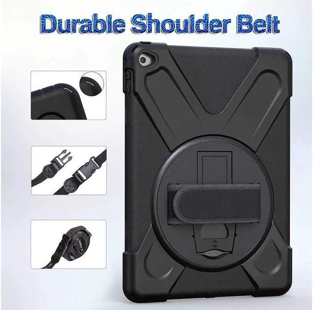 Alt view image 7 of 7 - BONAEVER For iPad Air 2 Case 9.7 Inch 2014 Case Model A1566 A1567 with Stand Strap Rugged Rubber Protective Cover for iPad Air 2nd Generation