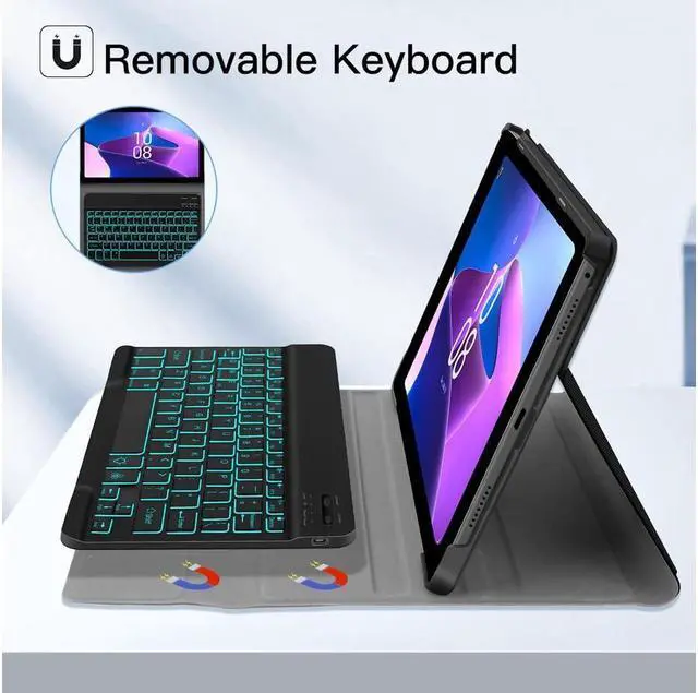 Alt view image 4 of 7 - BONAEVER Backlit Bluetooth Keyboard Case for Lenovo Tab M10 Plus 3rd Gen 10.6 Inch 2022 with Pencil Holder Wireless Keyboard Cover