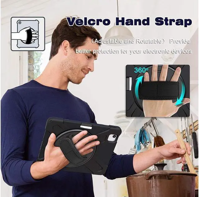 Alt view image 2 of 7 - BONAEVER Case for iPad Air 5 10.9 2022 / Air 4 10.9 2020 / iPad Pro 11 Inch 2021 2020 2018 Shockproof Cover with Pencil Holder Stand and Shoulder Strap