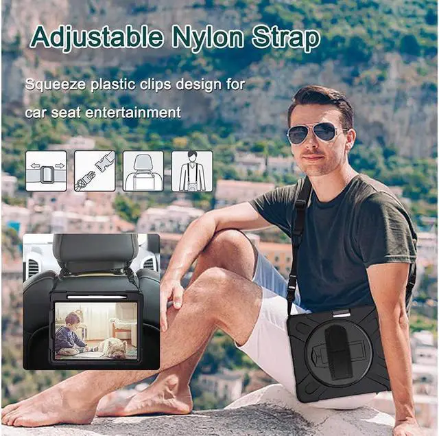 Alt view image 5 of 7 - BONAEVER Case for iPad Air 5 10.9 2022 / Air 4 10.9 2020 / iPad Pro 11 Inch 2021 2020 2018 Shockproof Cover with Pencil Holder Stand and Shoulder Strap