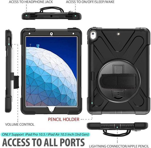 Alt view image 2 of 7 - BONAEVER For iPad Air 3 (3rd Generation) 10.5 inch 2019 Case iPad Pro 10.5 inch 2017 Case - Protective Cover with Pencil Holder Stand and & Shoulder Strap