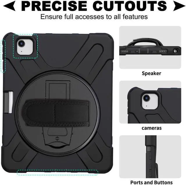 Alt view image 6 of 7 - BONAEVER Case for iPad Air 5 10.9 2022 / Air 4 10.9 2020 / iPad Pro 11 Inch 2021 2020 2018 Shockproof Cover with Pencil Holder Stand and Shoulder Strap