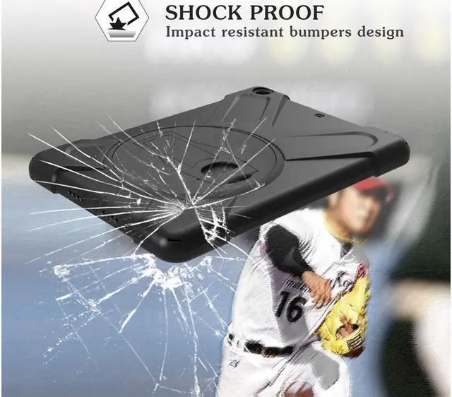 Alt view image 6 of 7 - BONAEVER For iPad Pro 9.7 inch Case 2016 Model A1673 A1674 A1675 Shockproof Hard Cover with 360 Degree Rotating Stand and Strap Shoulder Strap