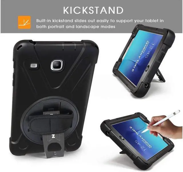 Alt view image 2 of 7 - BONAEVER For Samsung Galaxy Tab E 8.0 Case Model SM-T375 SM-T377 SM-T378 Shockproof Protective Cover with Stand and Strap Shoulder Strap