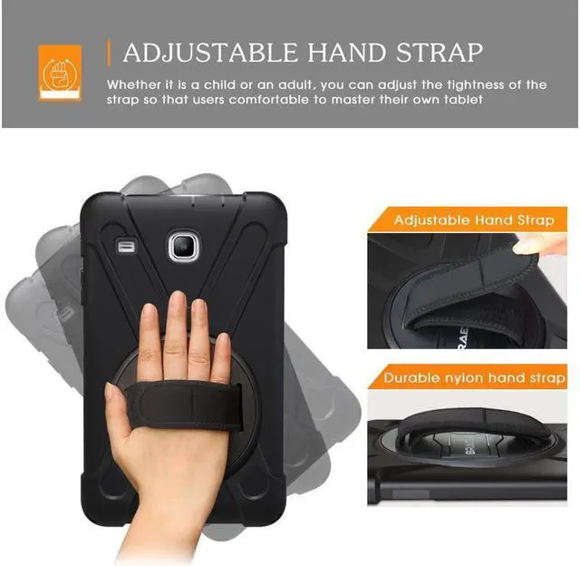 Alt view image 3 of 7 - BONAEVER For Samsung Galaxy Tab E 8.0 Case Model SM-T375 SM-T377 SM-T378 Shockproof Protective Cover with Stand and Strap Shoulder Strap