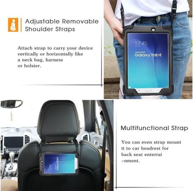 Alt view image 4 of 7 - BONAEVER For Samsung Galaxy Tab E 8.0 Case Model SM-T375 SM-T377 SM-T378 Shockproof Protective Cover with Stand and Strap Shoulder Strap