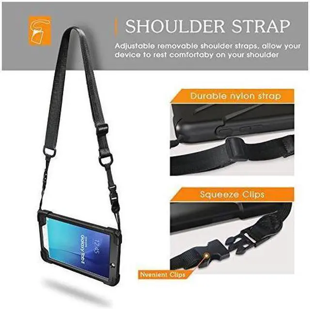 Alt view image 7 of 7 - BONAEVER For Samsung Galaxy Tab E 8.0 Case Model SM-T375 SM-T377 SM-T378 Shockproof Protective Cover with Stand and Strap Shoulder Strap
