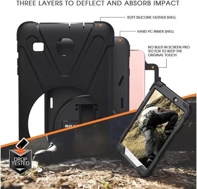 Alt view image 5 of 7 - BONAEVER For Samsung Galaxy Tab E 8.0 Case Model SM-T375 SM-T377 SM-T378 Shockproof Protective Cover with Stand and Strap Shoulder Strap