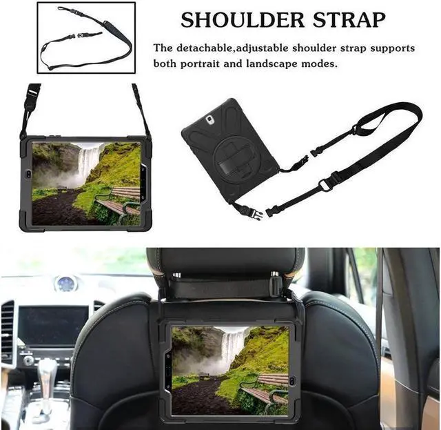 Alt view image 2 of 7 - BONAEVER For Samsung Galaxy Tab S3 9.7 inch Case Model SM-T820 T825 T827 Protective Silicone Cover with Stand andandle H Grip Shoulder Strap