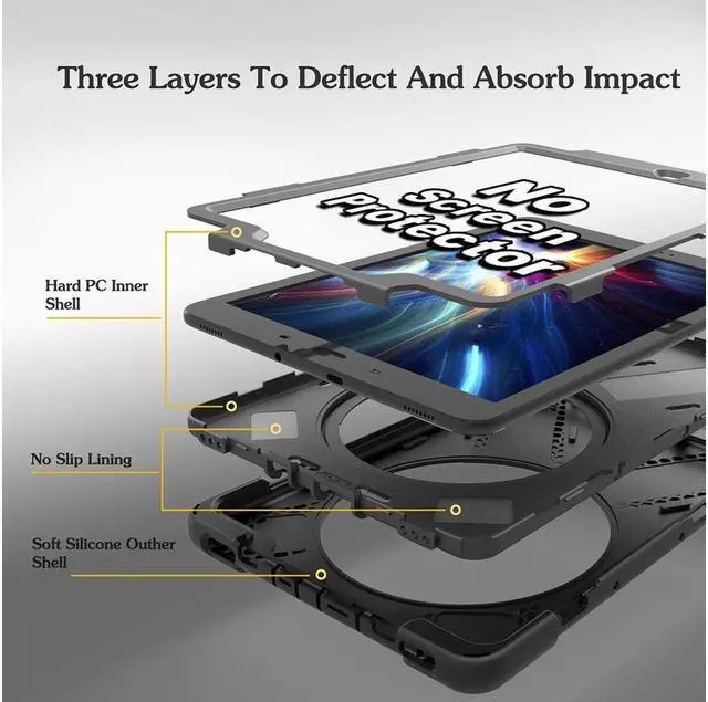 Alt view image 6 of 7 - BONAEVER For Samsung Galaxy Tab S3 9.7 inch Case Model SM-T820 T825 T827 Protective Silicone Cover with Stand andandle H Grip Shoulder Strap