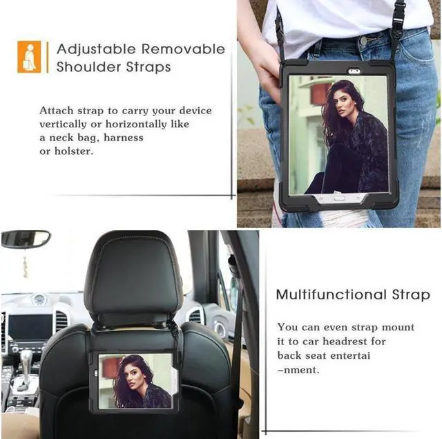 Alt view image 7 of 7 - BONAEVER For Samsung Galaxy Tab A 9.7 Case SM-T550 SM-T555 SM-P550 Full-Body Shock Proof Protective Cover with Stand and Strap Shoulder Strap