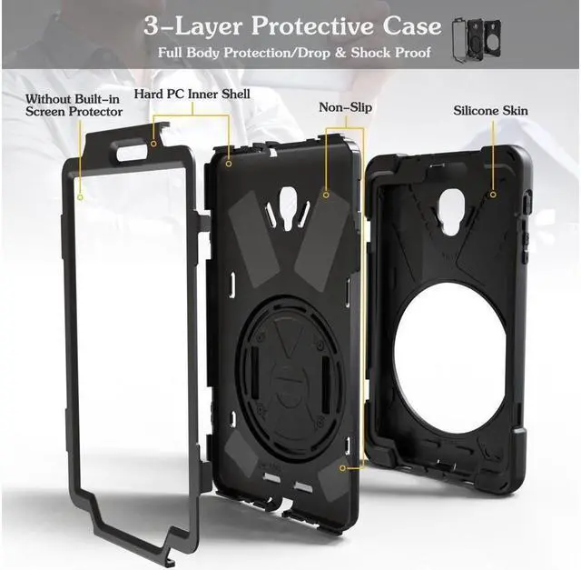 Alt view image 7 of 7 - BONAEVER For Samsung Galaxy Tab A 8.0 inch 2017 Case SM-T380 SM-T385 Protective Cover with Rotatable Stand Adjustable Handle Grio Shoulder Strap