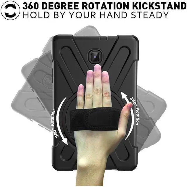 Alt view image 2 of 7 - BONAEVER For Samsung Galaxy Tab A 8.0 inch 2018 Case Model SM-T387 Shockproof Cover with Stand and le Strap+ Shoulder Strap