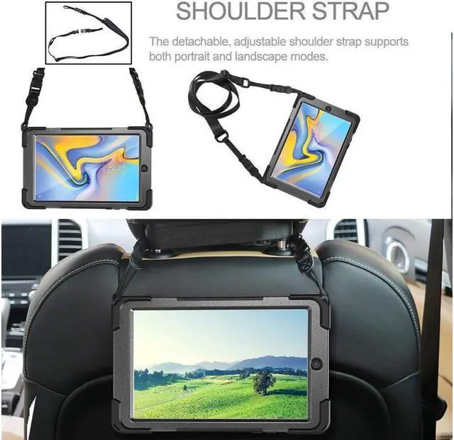 Alt view image 3 of 7 - BONAEVER For Samsung Galaxy Tab A 8.0 inch 2018 Case Model SM-T387 Shockproof Cover with Stand and le Strap+ Shoulder Strap