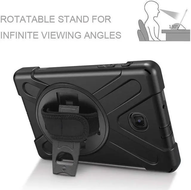 Alt view image 7 of 7 - BONAEVER For Samsung Galaxy Tab A 8.0 inch 2018 Case Model SM-T387 Shockproof Cover with Stand and le Strap+ Shoulder Strap