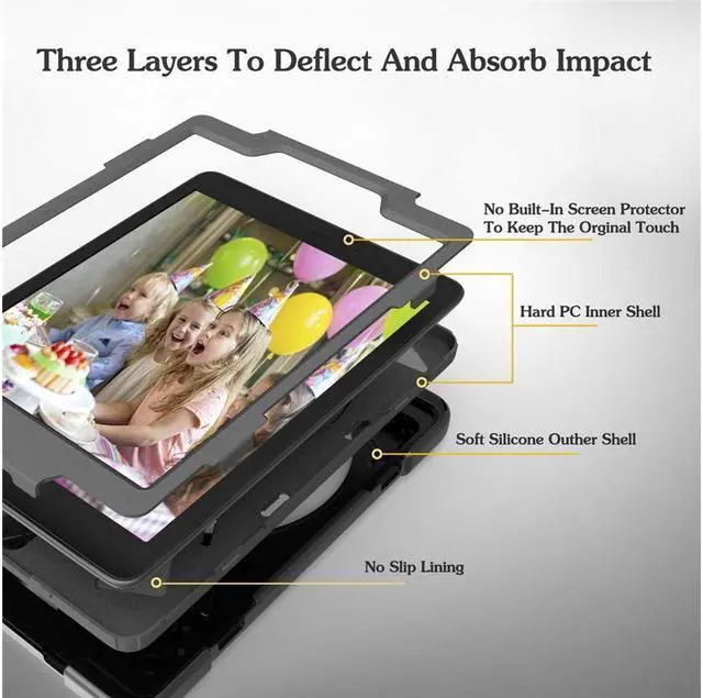 Alt view image 6 of 7 - BONAEVER For Samsung Galaxy Tab A 8.0 inch 2018 Case Model SM-T387 Shockproof Cover with Stand and le Strap+ Shoulder Strap