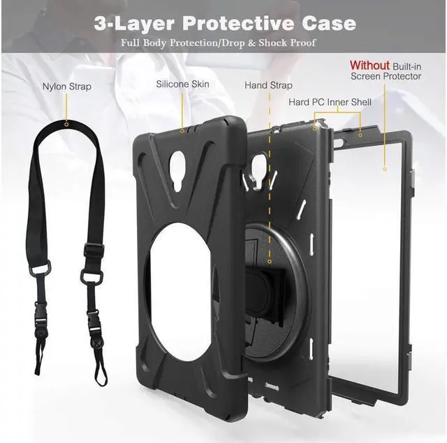 Alt view image 5 of 7 - BONAEVER For Samsung Galaxy Tab A 10.5 inch Case 2018 Model SM-T590 / SM-T595 / SM-T597 Shockproof Protective Cover with Stand and & Shoulder Strap