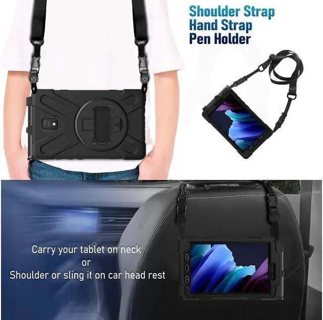 Alt view image 4 of 7 - BONAEVER For Samsung Galaxy Tab Active 3 8.0 inch 2020 Case Model SM-T570 SM-T575 SM-T577 Shockproof Cover with Pencil Holder Stand and le & Shoulder Strap