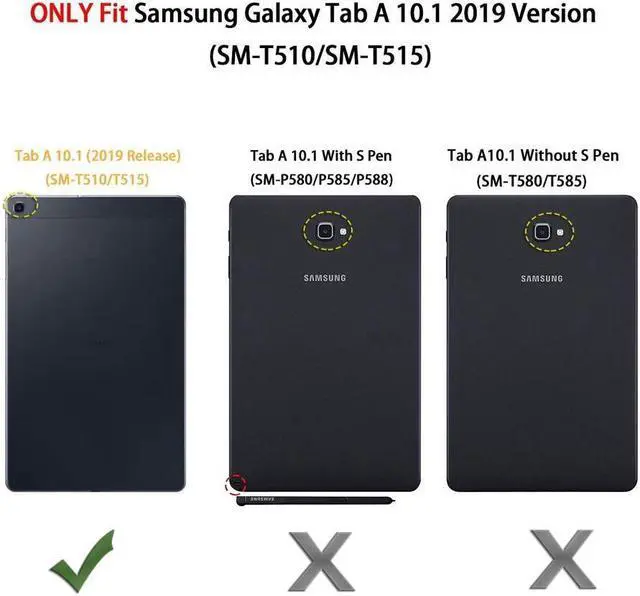 Alt view image 2 of 7 - BONAEVER For Samsung Galaxy Tab A 10.1 inch 2019 Case Model SM-T510 T515 T517 Shockproof Protective Cover with Hand Strap Stand Shoulder Strap