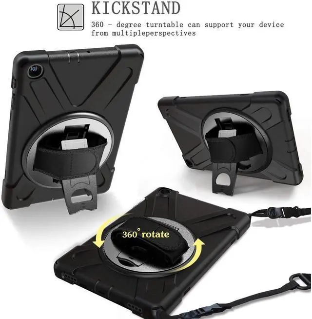 Alt view image 3 of 7 - BONAEVER For Samsung Galaxy Tab A 10.1 inch 2019 Case Model SM-T510 T515 T517 Shockproof Protective Cover with Hand Strap Stand Shoulder Strap