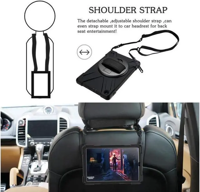 Alt view image 4 of 7 - BONAEVER For Samsung Galaxy Tab A 10.1 inch 2019 Case Model SM-T510 T515 T517 Shockproof Protective Cover with Hand Strap Stand Shoulder Strap