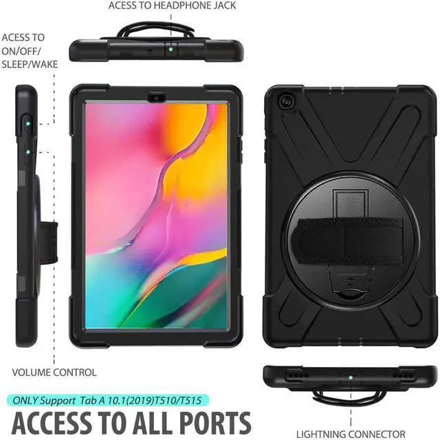 Alt view image 5 of 7 - BONAEVER For Samsung Galaxy Tab A 10.1 inch 2019 Case Model SM-T510 T515 T517 Shockproof Protective Cover with Hand Strap Stand Shoulder Strap