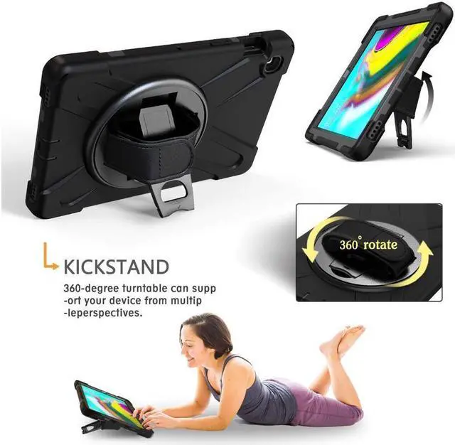 Alt view image 5 of 7 - BONAEVER For Samsung Galaxy Tab S5e 10.5 Inch 2019 SM-T720 T725 T727 Case Shockproof Cover with Hand Strap Stand and Shoulder Strap