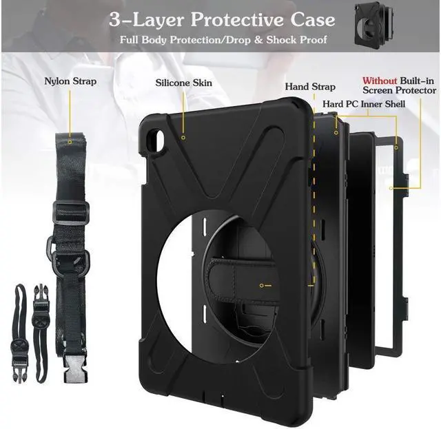 Alt view image 7 of 7 - BONAEVER For Samsung Galaxy Tab S5e 10.5 Inch 2019 SM-T720 T725 T727 Case Shockproof Cover with Hand Strap Stand and Shoulder Strap
