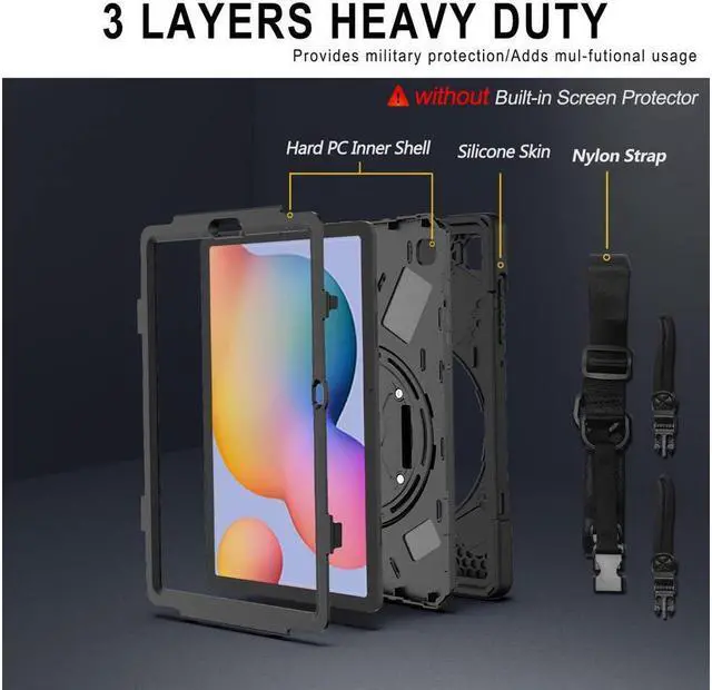 Alt view image 6 of 7 - BONAEVER Case for Samsung Galaxy Tab S6 Lite 10.4 inch 2020 2022 Model SM-P610 P613 P615 P619 Protective Cover with Pencil Stand and & Shoulder Strap