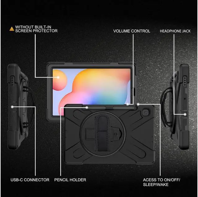Alt view image 5 of 7 - BONAEVER Case for Samsung Galaxy Tab S6 Lite 10.4 inch 2020 2022 Model SM-P610 P613 P615 P619 Protective Cover with Pencil Stand and & Shoulder Strap