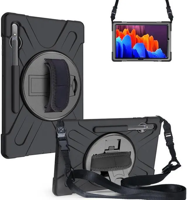 Main image of BONAEVER For Galaxy Tab S8 Plus 2022 / S7 FE 2021 / S7 Plus 2020 12.4 inch Case SM-X800/X806/T730/T970/T975 Shockproof Cover with Pen Holder Shoulder Strap Stand