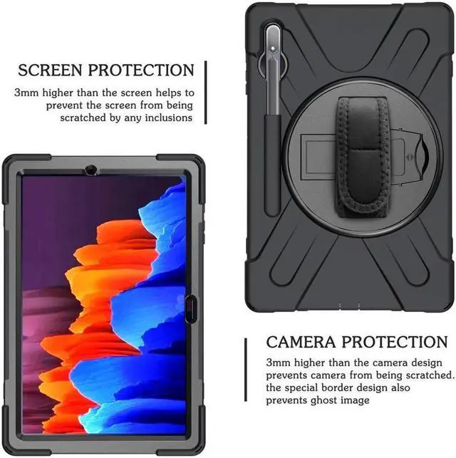 Alt view image 6 of 7 - BONAEVER For Galaxy Tab S8 Plus 2022 / S7 FE 2021 / S7 Plus 2020 12.4 inch Case SM-X800/X806/T730/T970/T975 Shockproof Cover with Pen Holder Shoulder Strap Stand