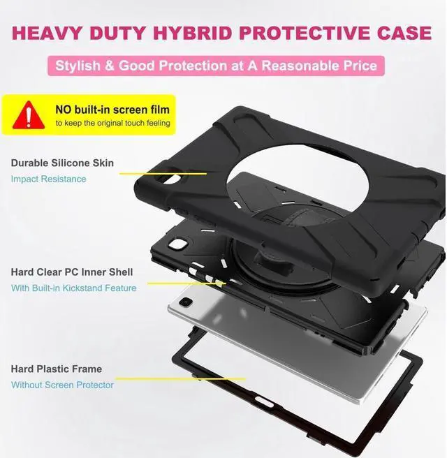 Alt view image 6 of 7 - BONAEVER For Samsung Galaxy Tab A7 10.4 inch 2022 2020 Case SM-T500 SM-T505 SM-T507 SM-T503 SM-509 Shockproof Protective Cover with Hand Strap Stand and Shoulder Strap